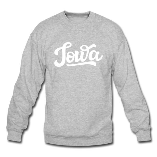 Iowa Sweatshirt - Hand Lettered Iowa Crewneck Sweatshirt - heather gray