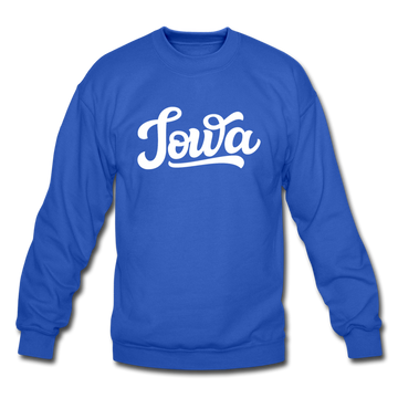 Iowa Sweatshirt - Hand Lettered Iowa Crewneck Sweatshirt - royal blue