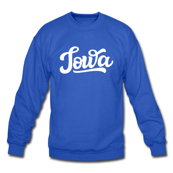 Iowa Sweatshirt - Hand Lettered Iowa Crewneck Sweatshirt - royal blue