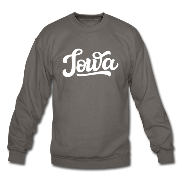 Iowa Sweatshirt - Hand Lettered Iowa Crewneck Sweatshirt - asphalt gray