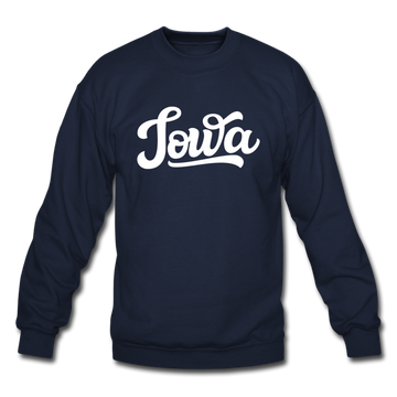 Iowa Sweatshirt - Hand Lettered Iowa Crewneck Sweatshirt - navy