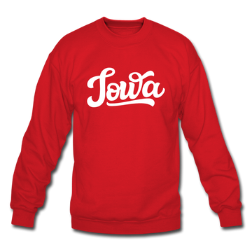Iowa Sweatshirt - Hand Lettered Iowa Crewneck Sweatshirt - red