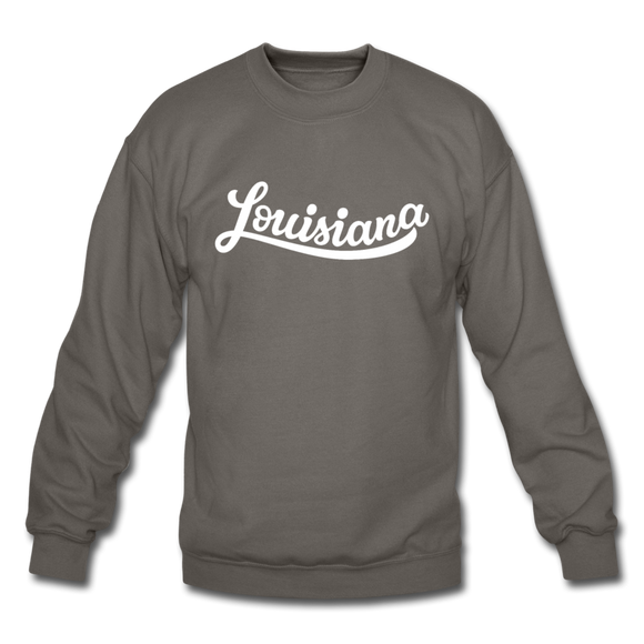 Louisiana Sweatshirt - Hand Lettered Louisiana Crewneck Sweatshirt - asphalt gray