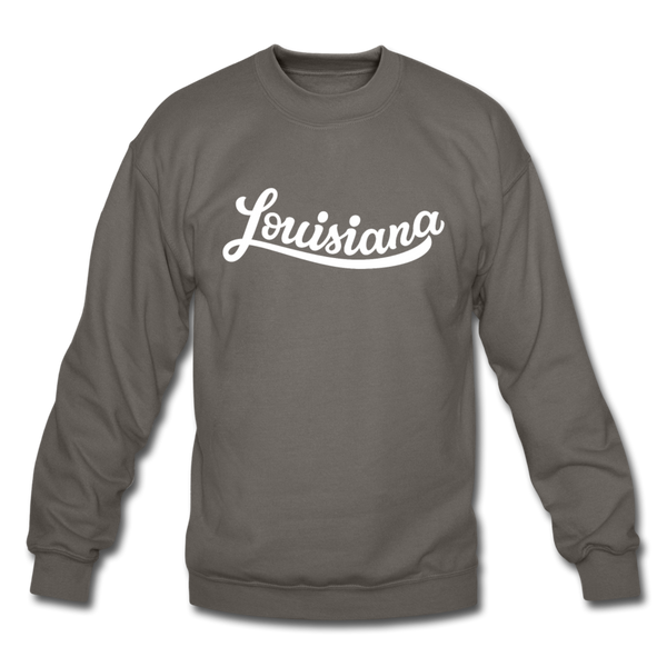 Louisiana Sweatshirt - Hand Lettered Louisiana Crewneck Sweatshirt - asphalt gray
