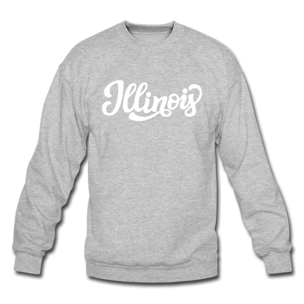 Illinois Sweatshirt - Hand Lettered Illinois Crewneck Sweatshirt - heather gray