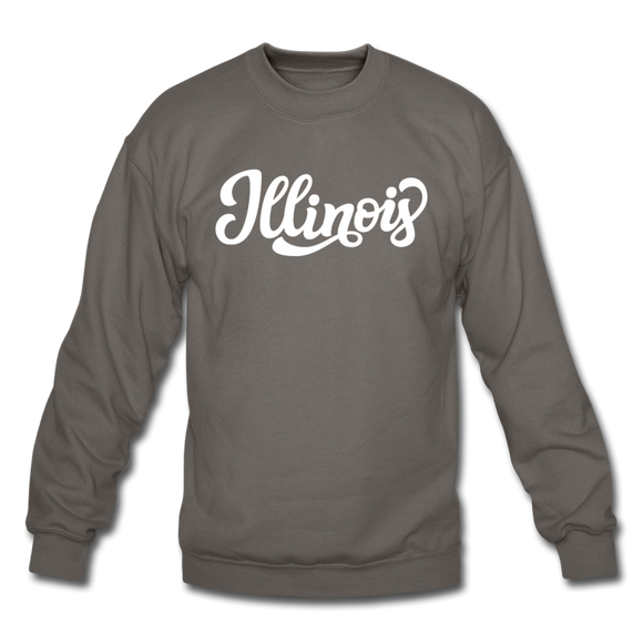 Illinois Sweatshirt - Hand Lettered Illinois Crewneck Sweatshirt - asphalt gray