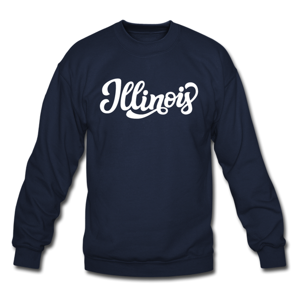 Illinois Sweatshirt - Hand Lettered Illinois Crewneck Sweatshirt - navy