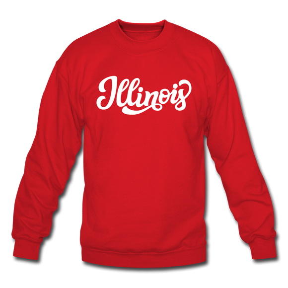 Illinois Sweatshirt - Hand Lettered Illinois Crewneck Sweatshirt - red