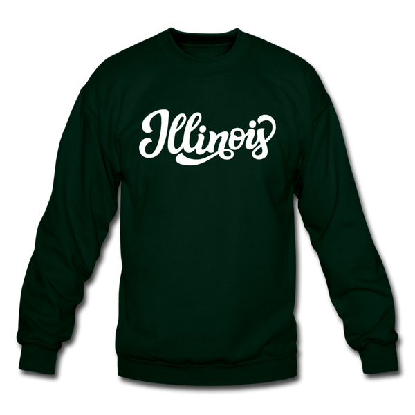 Illinois Sweatshirt - Hand Lettered Illinois Crewneck Sweatshirt - forest green