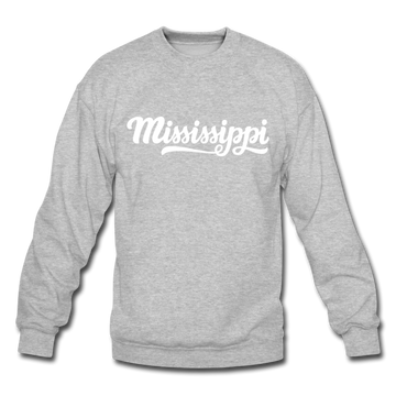 Mississippi Sweatshirt - Hand Lettered Mississippi Crewneck Sweatshirt - heather gray