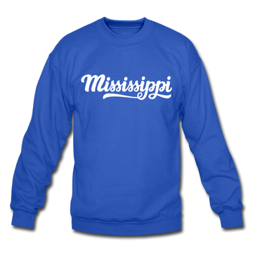 Mississippi Sweatshirt - Hand Lettered Mississippi Crewneck Sweatshirt - royal blue
