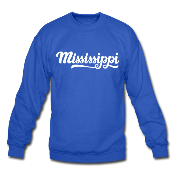 Mississippi Sweatshirt - Hand Lettered Mississippi Crewneck Sweatshirt - royal blue