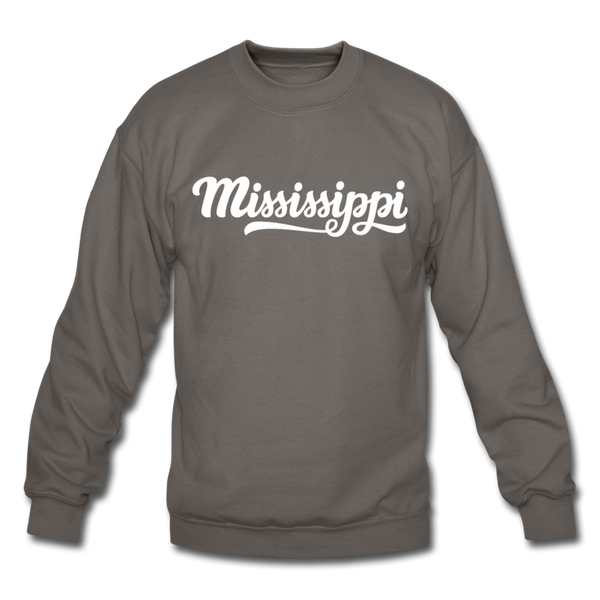 Mississippi Sweatshirt - Hand Lettered Mississippi Crewneck Sweatshirt - asphalt gray