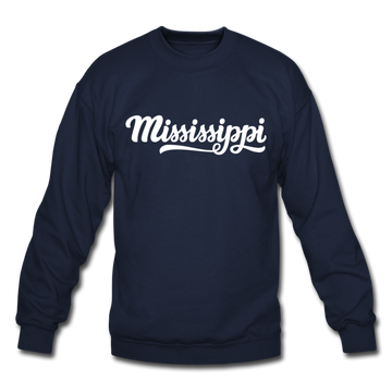Mississippi Sweatshirt - Hand Lettered Mississippi Crewneck Sweatshirt - navy