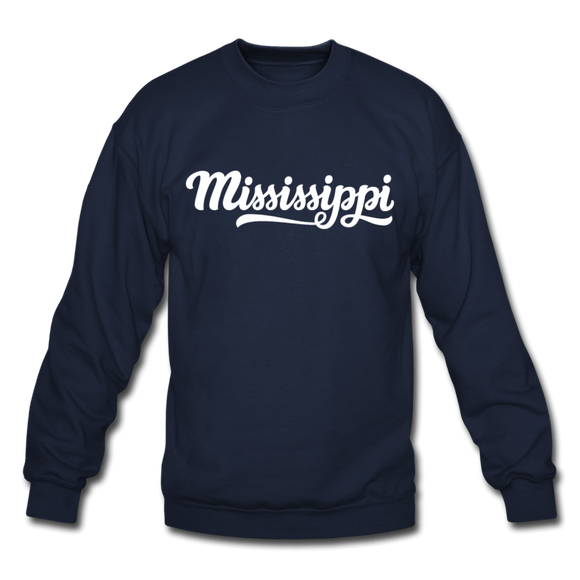 Mississippi Sweatshirt - Hand Lettered Mississippi Crewneck Sweatshirt - navy