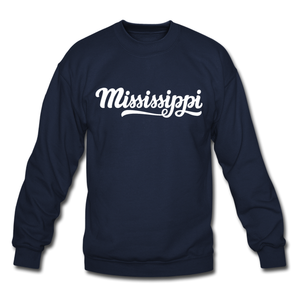 Mississippi Sweatshirt - Hand Lettered Mississippi Crewneck Sweatshirt - navy