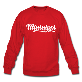 Mississippi Sweatshirt - Hand Lettered Mississippi Crewneck Sweatshirt - red