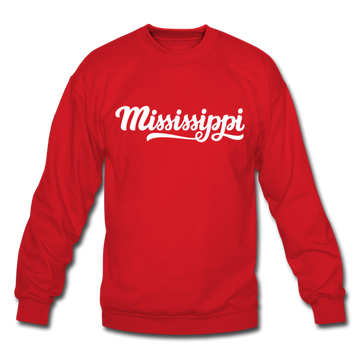 Mississippi Sweatshirt - Hand Lettered Mississippi Crewneck Sweatshirt - red