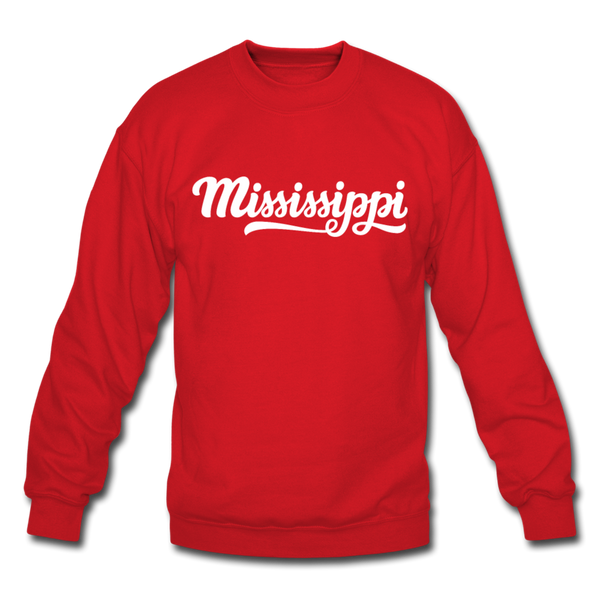 Mississippi Sweatshirt - Hand Lettered Mississippi Crewneck Sweatshirt - red