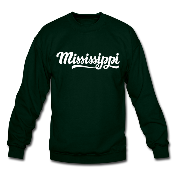 Mississippi Sweatshirt - Hand Lettered Mississippi Crewneck Sweatshirt - forest green