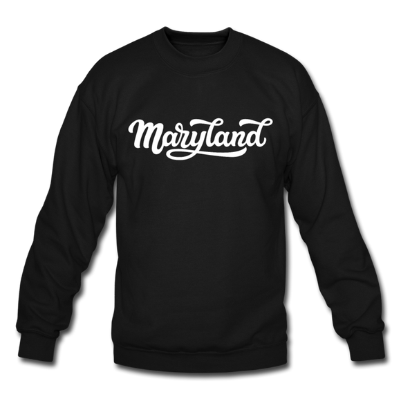 Maryland Sweatshirt - Hand Lettered Maryland Crewneck Sweatshirt - black