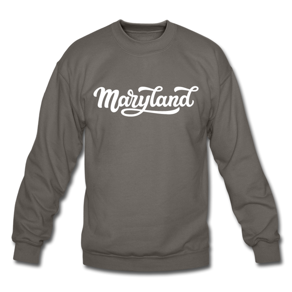 Maryland Sweatshirt - Hand Lettered Maryland Crewneck Sweatshirt - asphalt gray