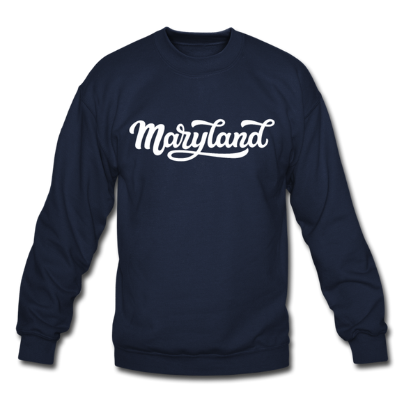 Maryland Sweatshirt - Hand Lettered Maryland Crewneck Sweatshirt - navy
