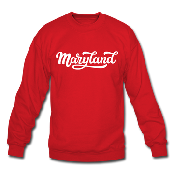 Maryland Sweatshirt - Hand Lettered Maryland Crewneck Sweatshirt - red