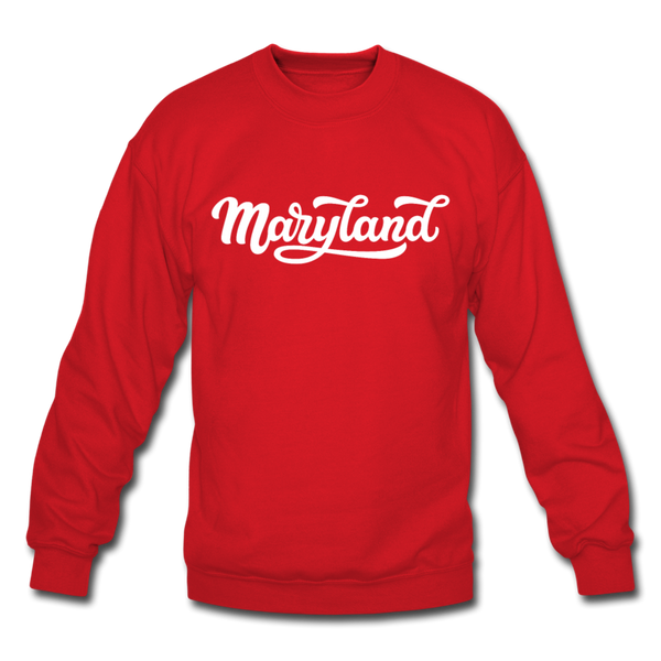 Maryland Sweatshirt - Hand Lettered Maryland Crewneck Sweatshirt - red