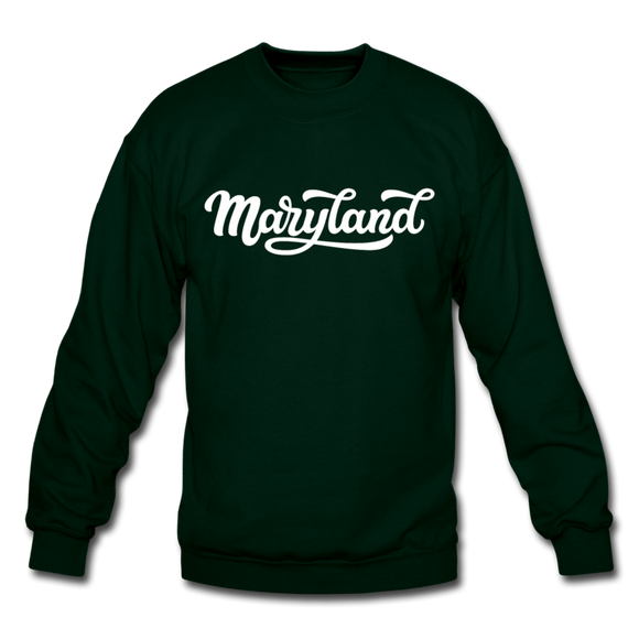 Maryland Sweatshirt - Hand Lettered Maryland Crewneck Sweatshirt - forest green