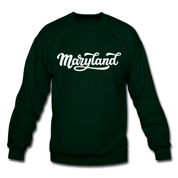 Maryland Sweatshirt - Hand Lettered Maryland Crewneck Sweatshirt - forest green