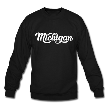 Michigan Sweatshirt - Hand Lettered Michigan Crewneck Sweatshirt - black