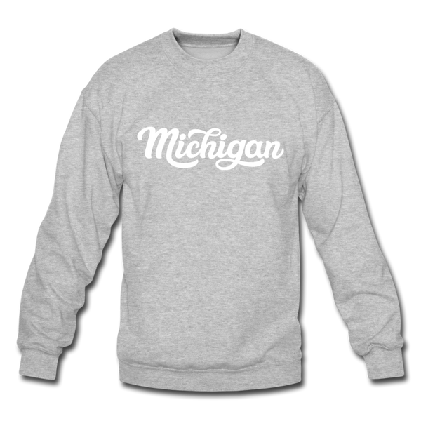 Michigan Sweatshirt - Hand Lettered Michigan Crewneck Sweatshirt - heather gray