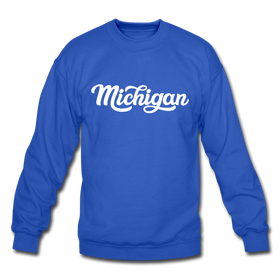 Michigan Sweatshirt - Hand Lettered Michigan Crewneck Sweatshirt - royal blue