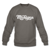 Michigan Sweatshirt - Hand Lettered Michigan Crewneck Sweatshirt - asphalt gray