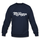 Michigan Sweatshirt - Hand Lettered Michigan Crewneck Sweatshirt - navy