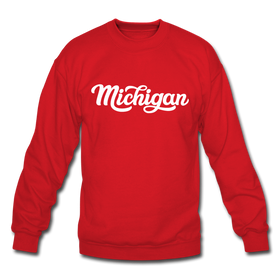 Michigan Sweatshirt - Hand Lettered Michigan Crewneck Sweatshirt - red