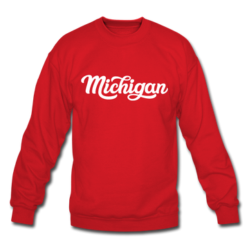 Michigan Sweatshirt - Hand Lettered Michigan Crewneck Sweatshirt - red