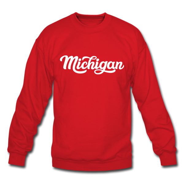 Michigan Sweatshirt - Hand Lettered Michigan Crewneck Sweatshirt - red