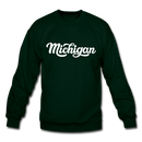 Michigan Sweatshirt - Hand Lettered Michigan Crewneck Sweatshirt - forest green