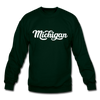 Michigan Sweatshirt - Hand Lettered Michigan Crewneck Sweatshirt - forest green