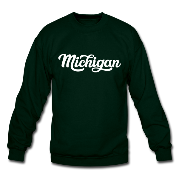 Michigan Sweatshirt - Hand Lettered Michigan Crewneck Sweatshirt - forest green