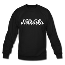Nebraska Sweatshirt - Hand Lettered Nebraska Crewneck Sweatshirt - black
