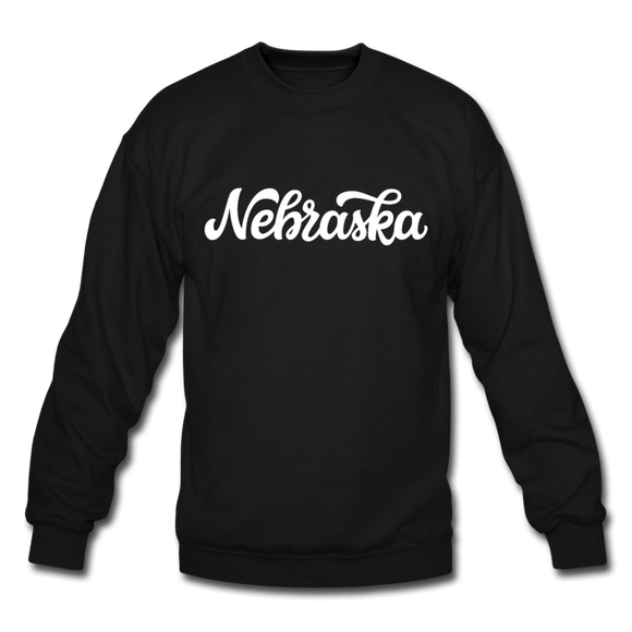 Nebraska Sweatshirt - Hand Lettered Nebraska Crewneck Sweatshirt - black