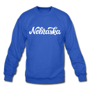 Nebraska Sweatshirt - Hand Lettered Nebraska Crewneck Sweatshirt - royal blue