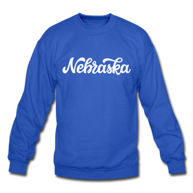 Nebraska Sweatshirt - Hand Lettered Nebraska Crewneck Sweatshirt - royal blue
