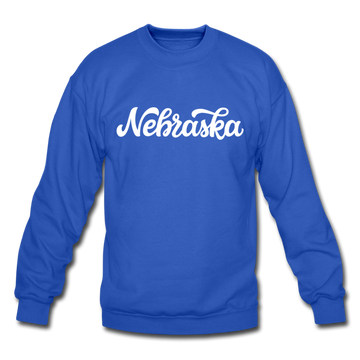 Nebraska Sweatshirt - Hand Lettered Nebraska Crewneck Sweatshirt - royal blue