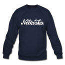 Nebraska Sweatshirt - Hand Lettered Nebraska Crewneck Sweatshirt - navy