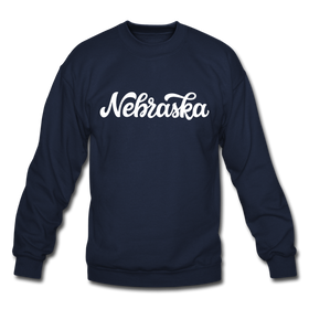 Nebraska Sweatshirt - Hand Lettered Nebraska Crewneck Sweatshirt - navy