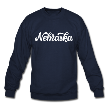 Nebraska Sweatshirt - Hand Lettered Nebraska Crewneck Sweatshirt - navy